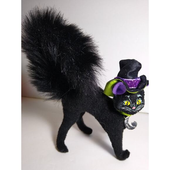 Annalee Black Cat Artist Doll Halloween 2009 Felt Plush Witch Hat - Picture 1 of 4